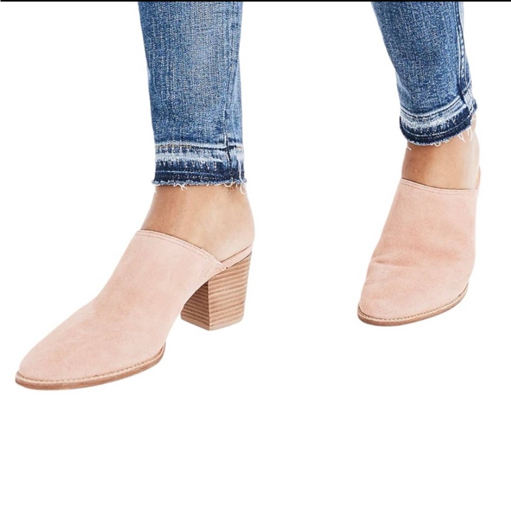 Madewell The Harper Pink Suede Block Heel Mule 9.5